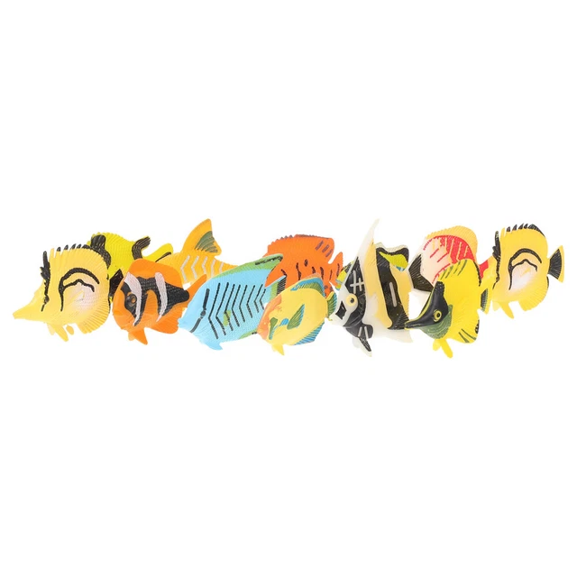 12pcs plastic fish Fish Tank Floating Fish Silicone Fishes Figurine 2