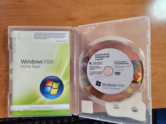 Vintage Microsoft Operating System Disc Windows Vista Home Premium 32-bit w/ Key