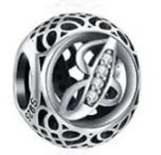 New Pandora Vintage Sterling Silver Authentic Letter J Charm Bead