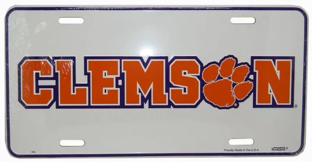 Clemson Tigers Football Diamond Deck 6"x12" Aluminum License Plate