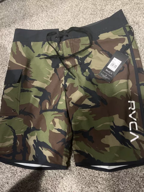 RVCA Men's 20" Eastern Trunk Board Shorts Woodland Camo Brand New Size 33