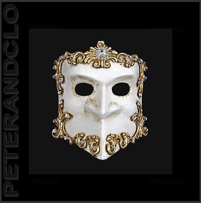 Mask from Venice Bauta Barocco Silver And White Authentic Venetian 534