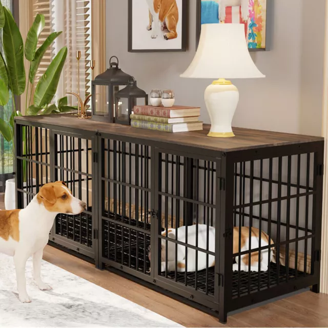 Heavy 10mm Thicken Tube Metal Dog Crate Table Pet Cage Kennel Furniture with Pan 3