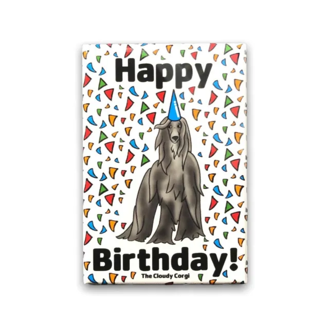 Afghan Hound Dog Happy Birthday Magnet Confetti Celebration Gifts and Home Decor