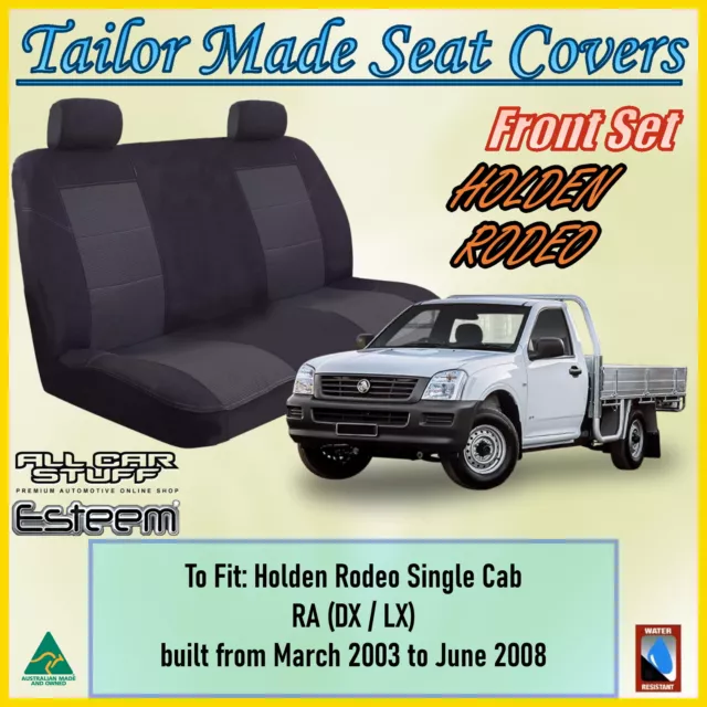 Tailor Made Black Seat Covers for Holden Rodeo RA Single Cab: 03/2003 - 06/2008