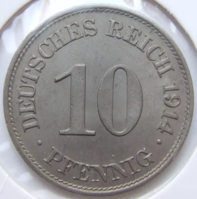 Moneta Reich Tedesco Impero Tedesco 10 Pfennig 1914 E IN Uncirculated