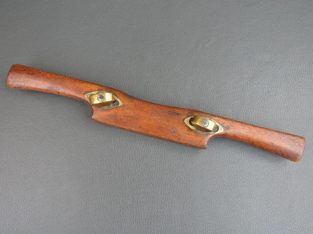 Vintage wooden & brass adjustable spoke shave old tool by Newey & Sons