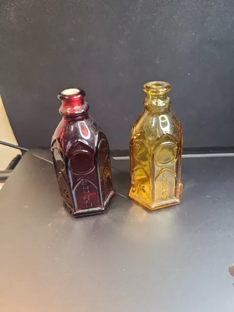 Ruby Light Amber Glass Church Brand Ink Cathedral Bottle Wheaton Lot