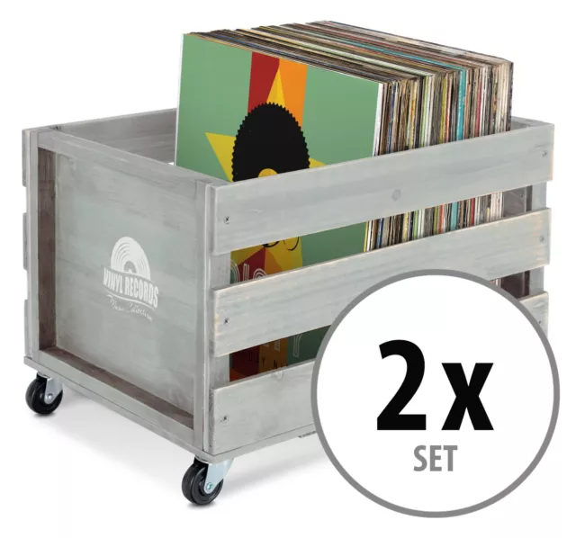 Legend Vinyl Caisse de rangement en bois sur roulettes pour disques vinyles, Rangement idéal pour vinyles