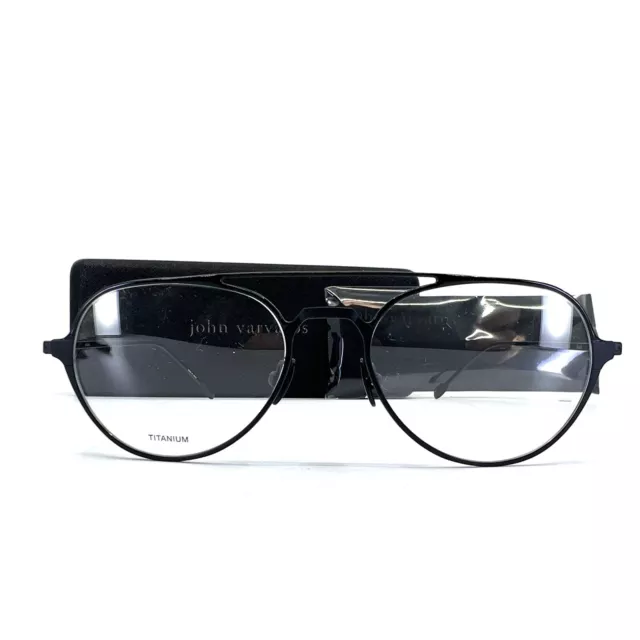 John Varvatos Eyeglasses Frames V164 Black Aviator Titanium Full Rim 53-18-145
