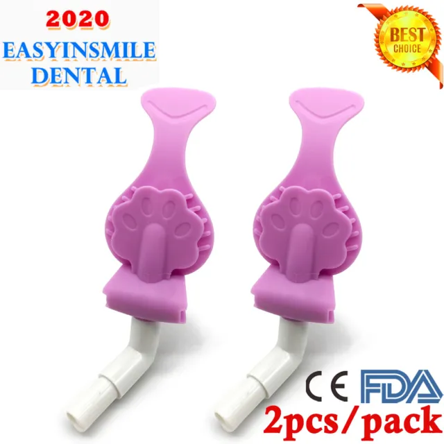 2Pc Dental Lab Mouth Opener Silicone Bite Block Saliva Suction Tube Autoclavable