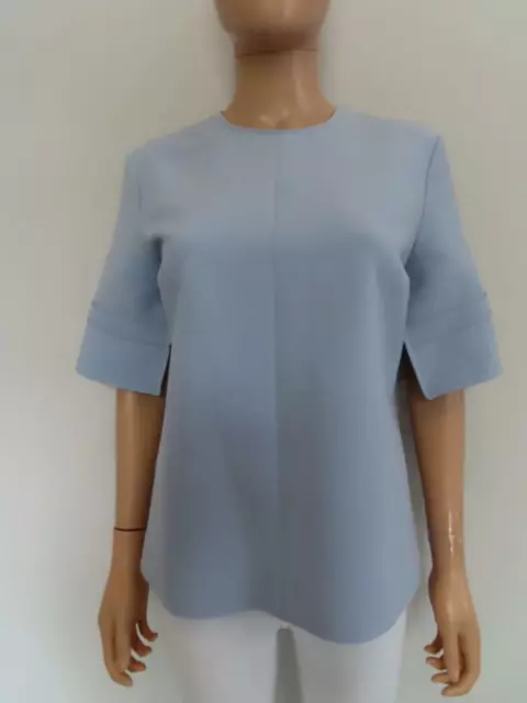 Victoria Beckham Light Blue Short Split Sleeve Blouse Size UK 8/US 4