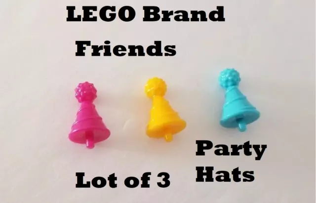 LEGO Friends Birthday Party Hat  Blue Pink Yellow Post for Hair Hole Favor 3