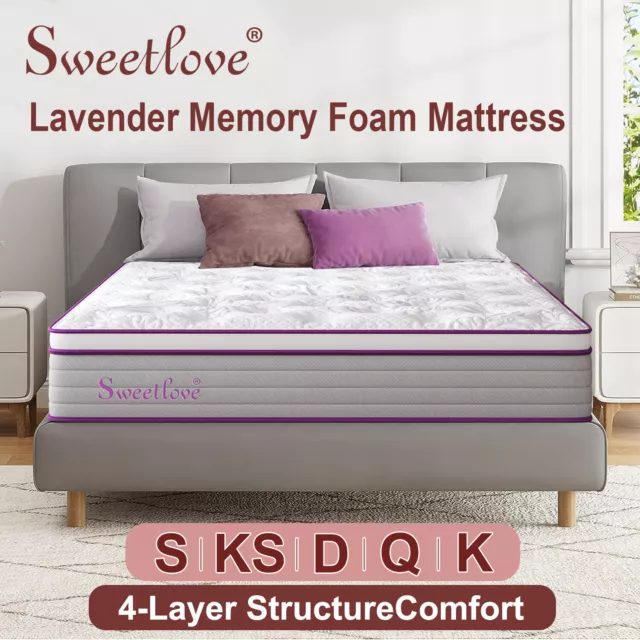 Sweetlove Queen Double King Single Bed Mattress Lavender Memory Foam No Spring