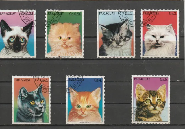 Briefmarkensatz aus Paraguay 1984, Hauskatzen 7 Werte, Top-Zustand!