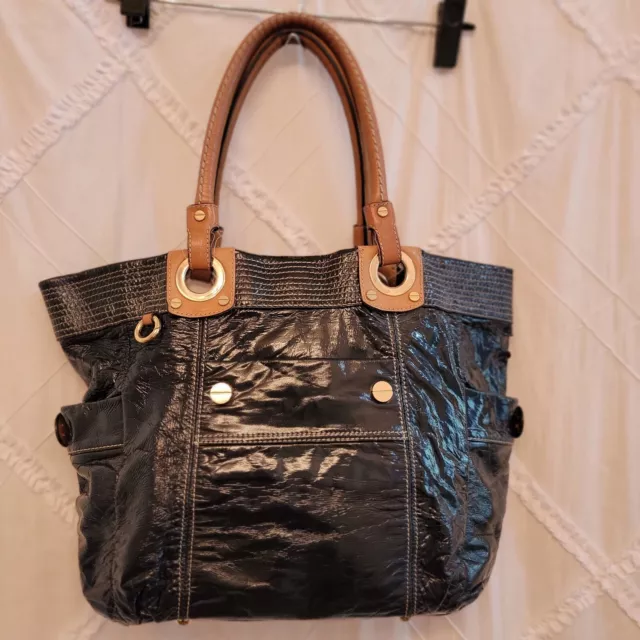 Milly Black Patent Leather Tote Bag