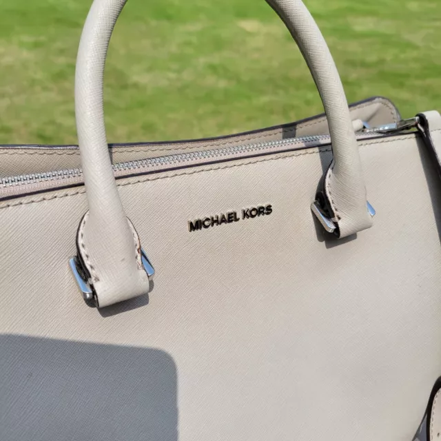 Michael Kors Selma Medium Top Zip Saffiano Leather Satchel Gray $298 3