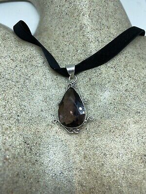 Vintage Amethyst Glass Necklace Silver Necklace Choker Pendant