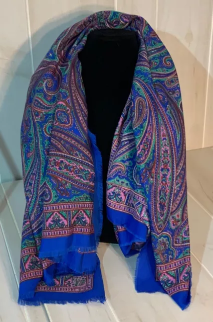 Beautiful blue floral square scarf about 46 inches