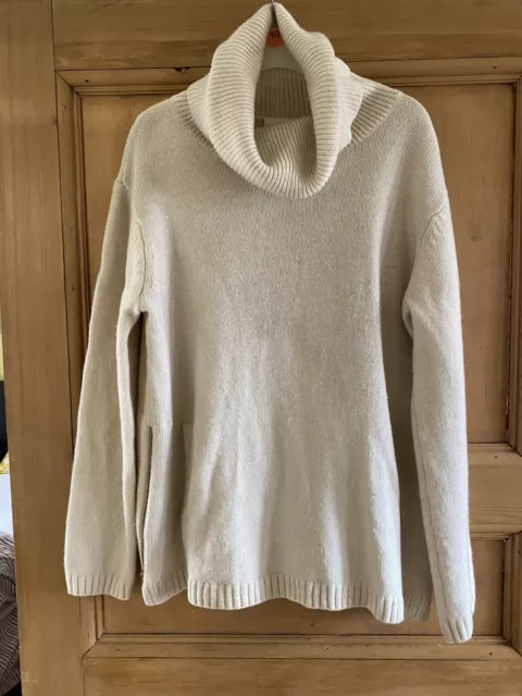 Reiss Cream Knitted Wool Jumper Size L