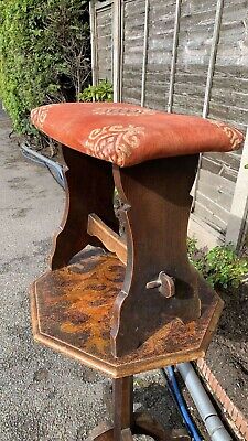 Beautiful Vintage Decorative Wooden Stool With Padded Top (C1) 3