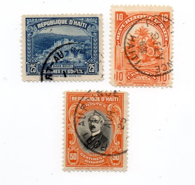 Timbres HAITI - Lot de 3 timbres anciens (1898 à 1933) oblitérés - TBE
