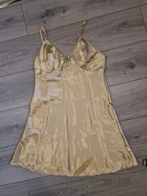 BNWT Vintage Ann Summers Gold Satin Champers Chemise Size 10-12