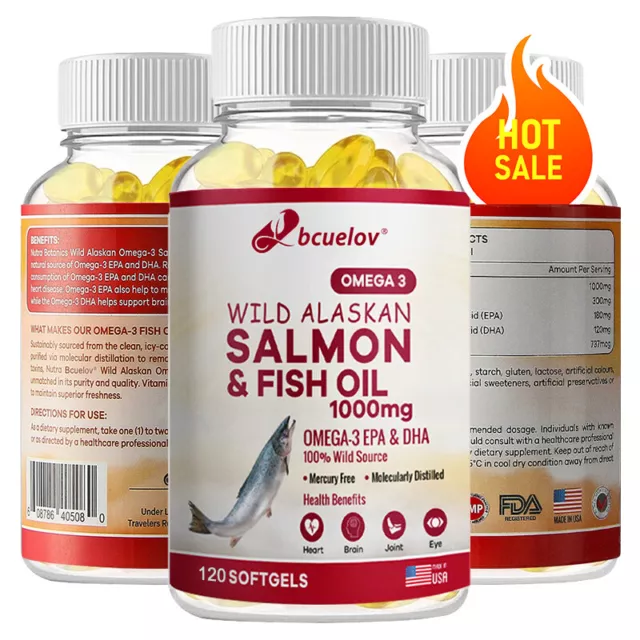 Omega 3 Fish Oil 1000mg 30/60/120 Capsules EPA & DHA, Highest Potency