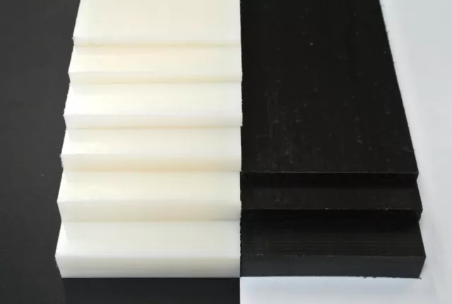 Nylon 6.6 Flat Black White Engineering Plastic Sheet 5mm-20mm Various Lengths