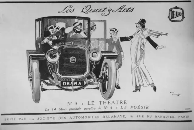 1914 Automobiles Delahaye Les Quat-Z-Arts Press Advertisement - N°3 Le Théatre