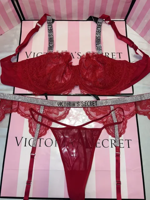Victoria's Secret Green Seduction Bra Garter Belt Cheekini Set S M L  Bombshell