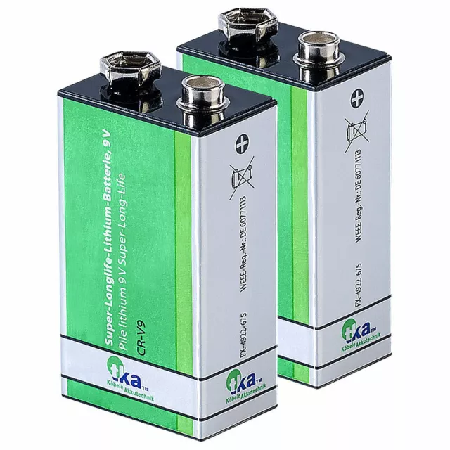 tka 9 Volt Block: 2er-Set Super-Longlife 9V-Block Lithium-Batterien