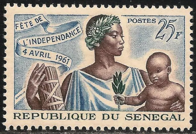 Senegal #201 (A34) En muy buen estado como nuevo - 1961 25 fr Alegoría del Estado Independiente