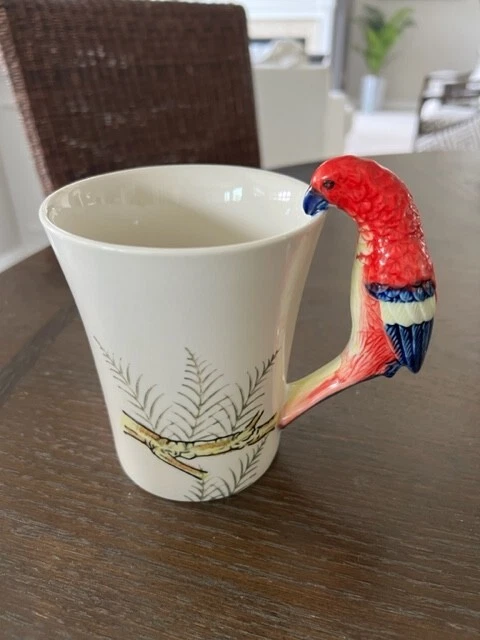 Pier 1 Imports Parrot Handle Mug 16 oz. Tropical Theme Colorful Excellent Cond