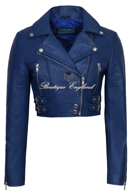 Ladies short leather sales jacket