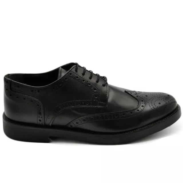 Scarpe uomo francesina stringata elegante ricamo in vera pelle di nappa nero mad