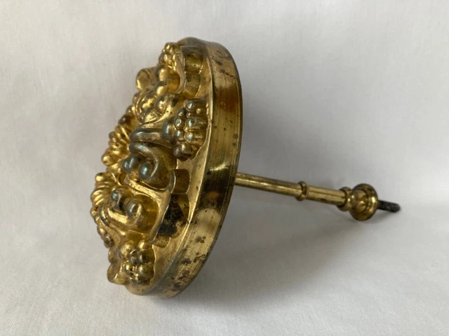 5" Antique Brass Gilt 19th Century Victorian Rosette Curtain Tie Back Hardware 6