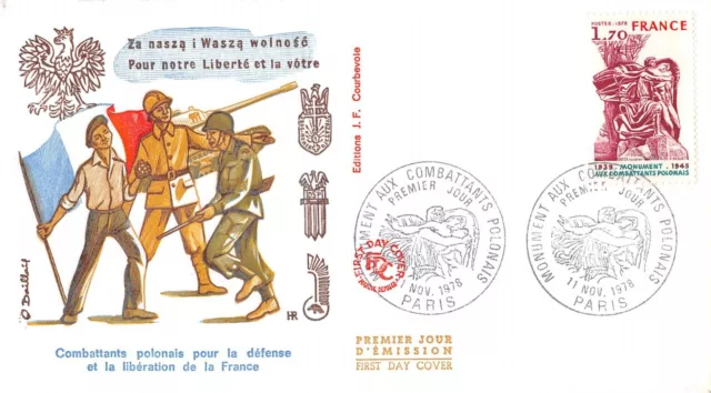 Enveloppe FDC FRANCE MONUMENT AUX COMBATANTS POLONAIS 1978 PARIS n1