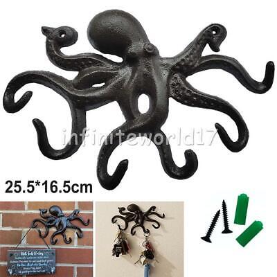 Key Hook Octopus Shape Home Decorative Storage Hat Cast Iron Wall Mounted Hanger