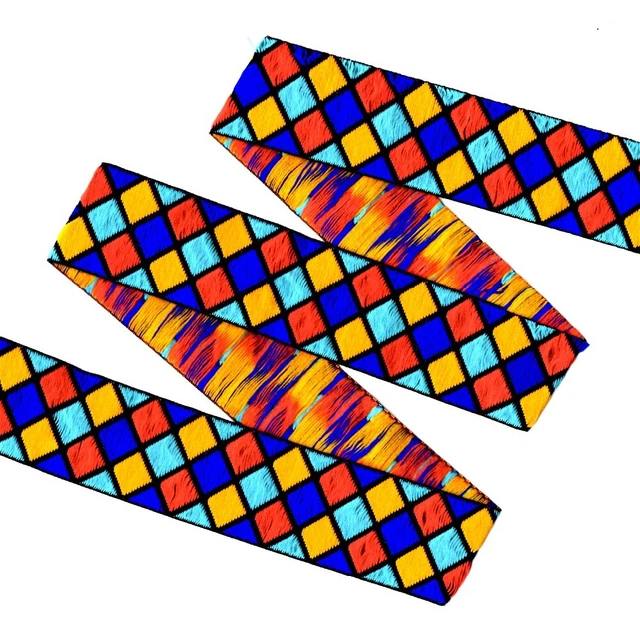 Colorida cinta geométrica Jacquard de 33 mm 8 yardas