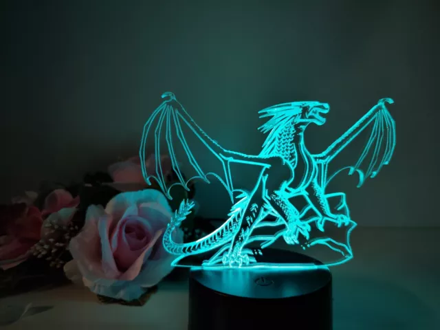 Drachen-Lampe im japanischen Stil - LED-Tischlampe, Drachen-Figur,