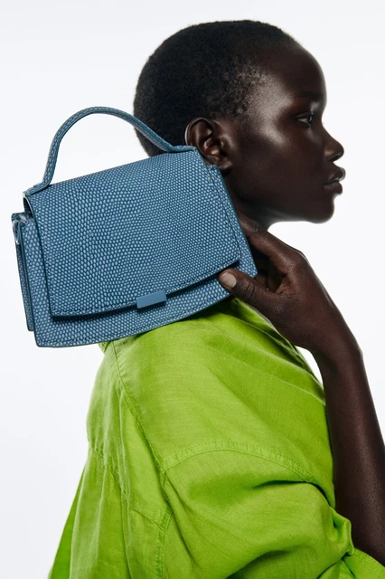 ZARA SAC A Main Femme Bandouli re R glable Bleu Eco Cuir Neuf avec