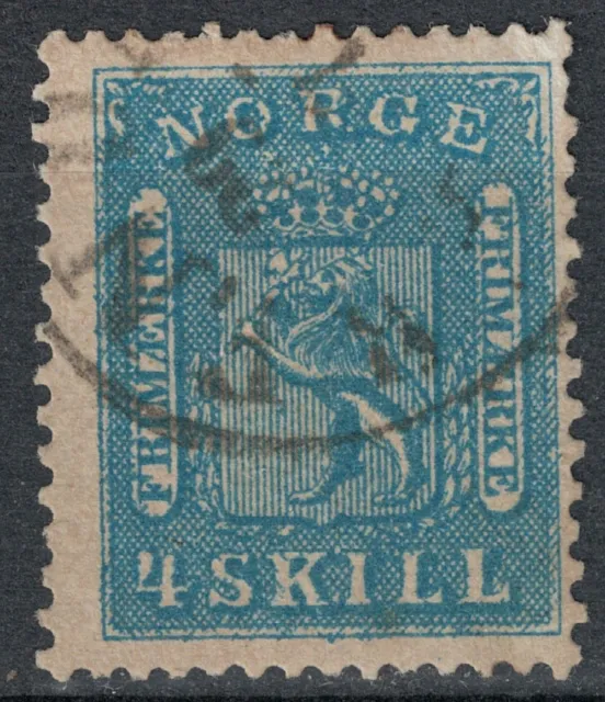 NORVEGIA 1863 Stemma con leone rampante, 4 sk azzurro us