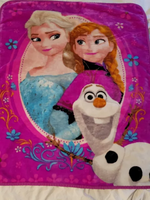 2014 Disney FROZEN Fleece Throw Blanket. Elsa, Anna, & Olaf. 37"x50"