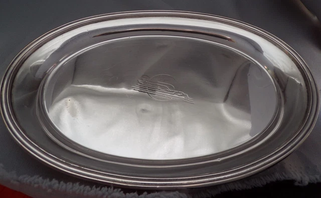 Union Pacific Winged Streamliner Small Oval Platter 1937 Intl Silver