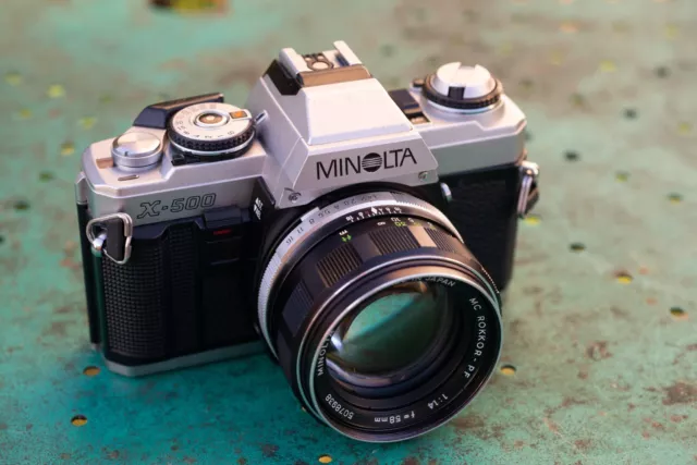 Minolta X500 with Rokkor MC 58mm 1.4 Nice and CLEAN condition .Fully working