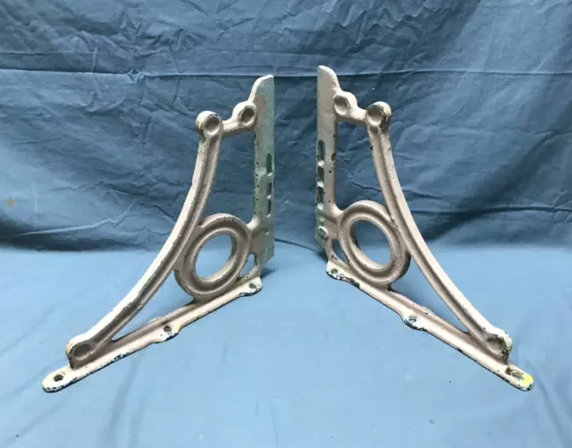 Antique Pair VTG 11" x 12" Shabby Cast Iron Shelf Sink Brackets Old 1223-23B