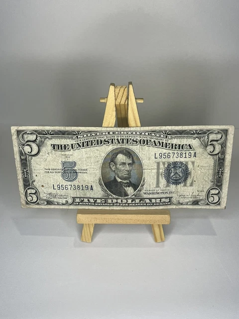 1934 C Five Dollar Bill Note $5 Silver Certificate Circulated
