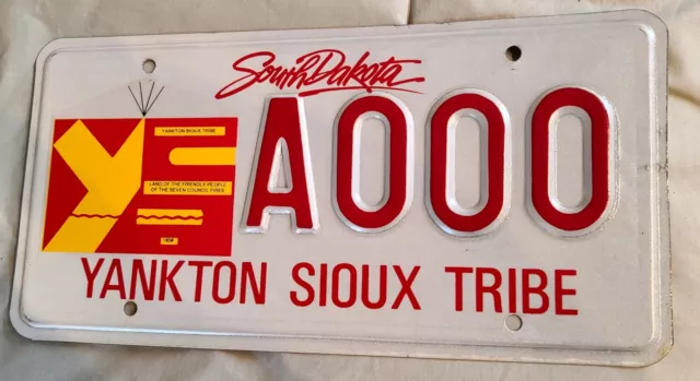 South Dakota Yankton Sioux Tribe Tribal Indian License Plate #A000