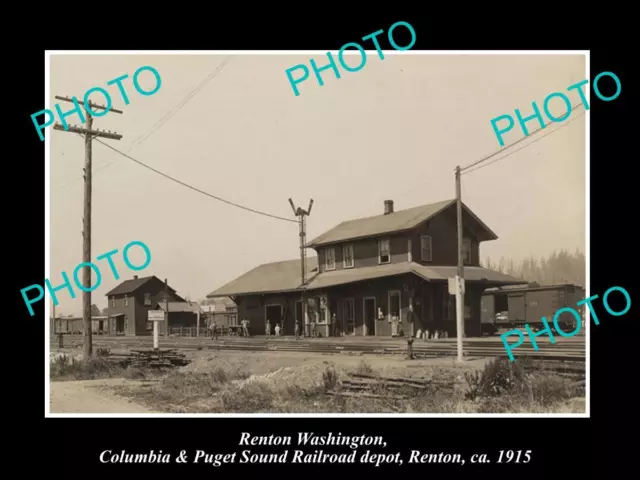 Old Large Historic Photo Of Renton Washington The Railroad Depot Station 1915